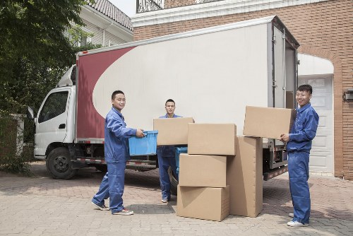 Packed moving boxes ready for home relocation in Lambeth