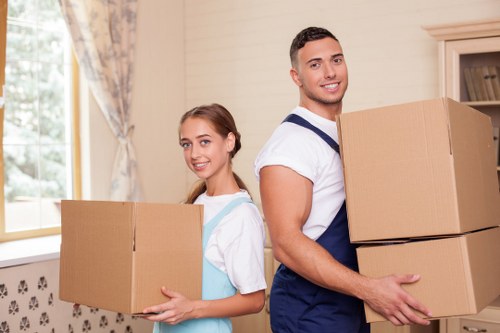 Customer choosing a safe removal company payment method